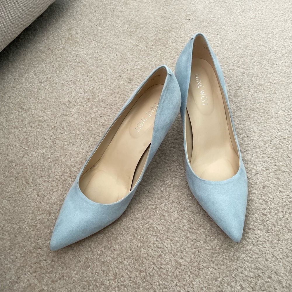 Nine West Light Blue Suede Heels - Picture 2 of 5